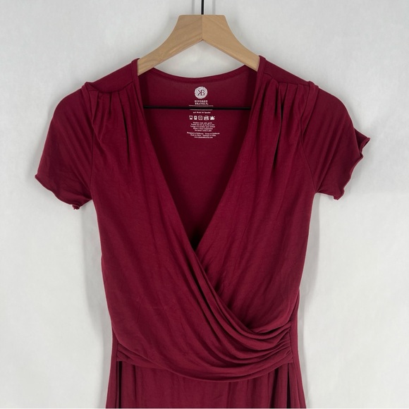 Kindred Bravely Burgundy Cross Front V-Neck Nursing Midi Dress Soft Modal XS - Picture 2 of 10